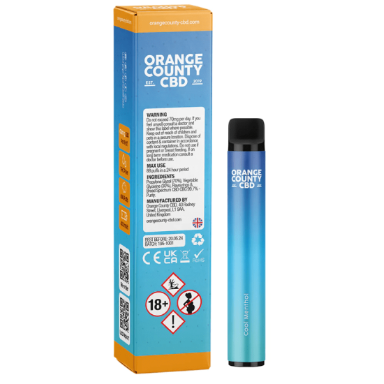 Orange County CBD Disposable Vape Pen 250 CBD + 250mg CBG Cool Menthol