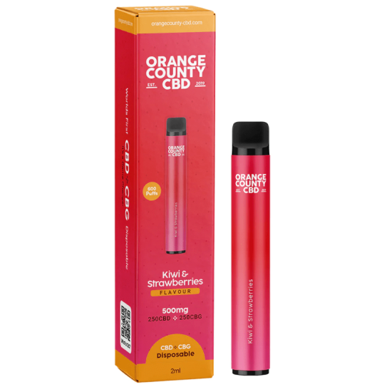 Orange County CBD Disposable Vape Pen 250 CBD + 250mg CBG Kiwi and Strawberries
