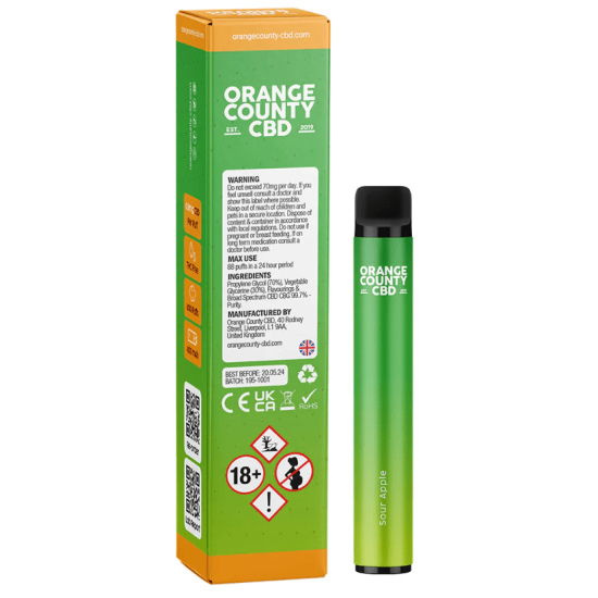 Orange County CBD Disposable Vape Pen 250 CBD + 250mg CBG Sour Apple